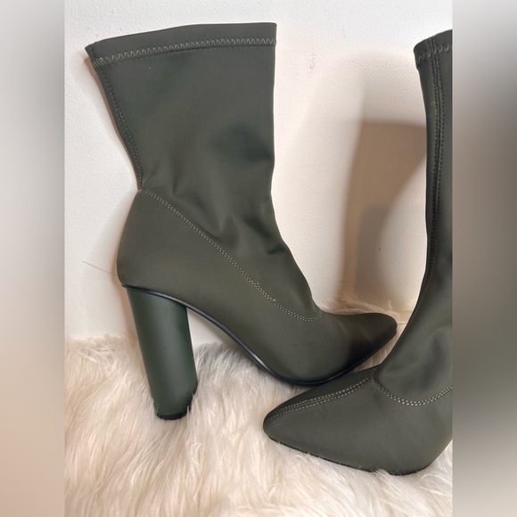 !!SOLD!! Olive Green Stretch Ankle Bootie - Picture 2 of 5